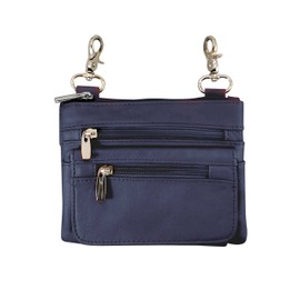 Roma Leathers Motorcyclist Fanny Pack - Four Main Compartments, Shoulder Strap - Navy