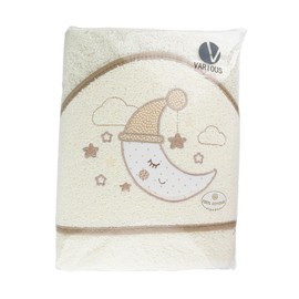 various 100% Cotton Hooded Terry Towelling Bath Towel 100cm x 100cm Hooded Bath Towel Toddler Soft Absorbent Moon Design Beige