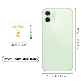 CRASPIRE 80Pcs 8 Styles Labels for Lip Balm Coated Paper Paster Honey Fruit Square Tubes Lip Balm Labels Stickers Natural Homemade Self-Adhesive Stickers Logo for Containers Cosmetics Lipsticks