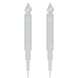 KristLand Elegant Tassel Earrings Crystal Tassel Earrings Stud Earrings with 925 Sterling Silver Ear Pin Bride Earrings Drop Party Wedding Gifts for Women Ladies Girls