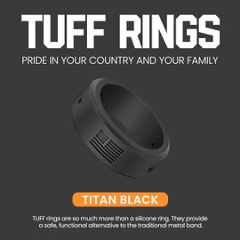 Tuff Rings Solid Silicone Ring Breathable Rubber Wedding Rings for Men, Lifetime Coverage, Unique Design, Comfort Fit Ring (Titan Black, 12)