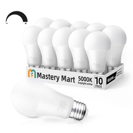MASTERY MART Led Light Bulbs 10 Watt [60 Watt Equivalent], A19 - E26 Dimmable, 800 Lumens, Medium Screw Base, Energy Star, UL Listed (5000K Daylight White, 10 Count (Pack of 1))