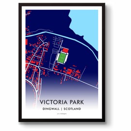 GroundDesigns ROSS COUNTY FC Football Gift VICTORIA PARK Stadium Art Map Unframed A3 Print RCFC