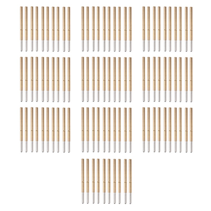 100PCS Spring Test Contact Probes Brass Stainless Steel Round Head
