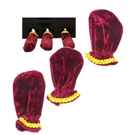 S.fields.inc Piano Pedal Covers Set of 3 Damper Pedals Auxiliary Pedals Velvet Fabric (Red)