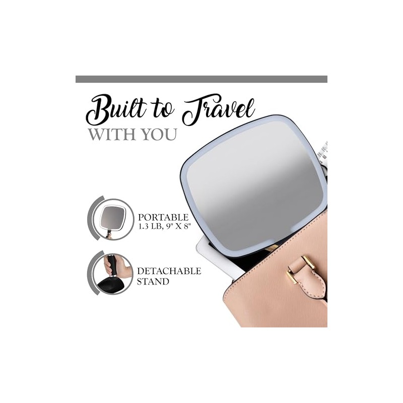 Mirrorvana Espejo de Mano Iluminado con asa, diseño de Mango