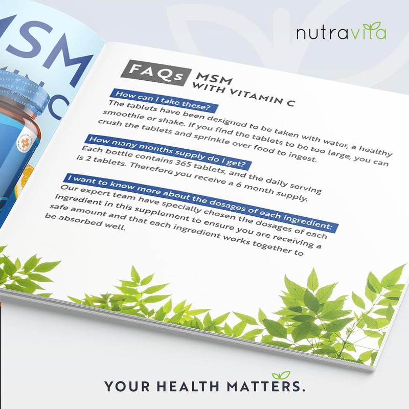 Nutravita MSM 2200mg Tablets – 365 Vegan Tablets – Methylsulfonylmethane