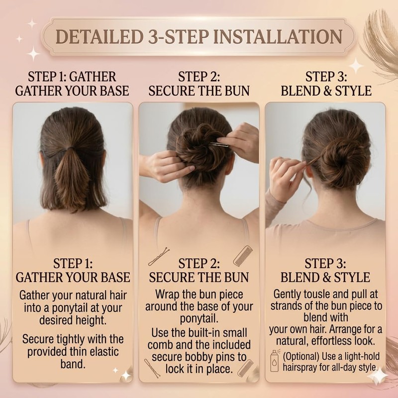 2PCS Small Cute Messy Bun Hair Piece for Thin Hair