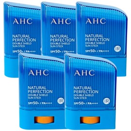 AHC 내추럴 퍼펙션 더블쉴드 선스틱(대용량) 22g x 5개 백탁없는 워터프루프선크림 끈적임없는 AHC Natural Perfection Double Shield Sun Stick (Large Capacity) 22g x 5, Non-Sticky Waterproof Sun Cream