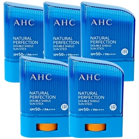 AHC 내추럴 퍼펙션 더블쉴드 선스틱(대용량) 22g x 5개 백탁없는 워터프루프선크림 끈적임없는 AHC Natural Perfection Double Shield Sun Stick (Large Capacity) 22g x 5, Non-Sticky Waterproof Sun Cream