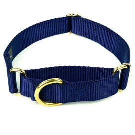 Country Brook Petz Martingale Dog Collar - Heavy-Duty Training Collar with No Buckle - Service Dog Collar for All Pups - Vibrant, Colorful Collection (Navy Blue, 3/4 Inch, Small)