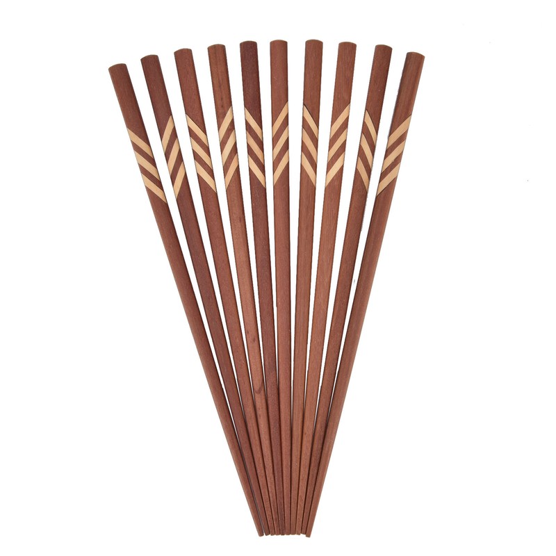 Wooden Chopsticks Japanese Style Rectangular Red Sandalwood Inlaid Boxwood Reusable