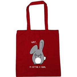 Hippowarehouse Wait I'm getting a signal bunny rabbit Tote Shopping Gym Beach Bag 42cm x38cm, 10 litres