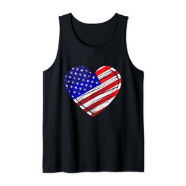USA Flag Heart Patriotic Armed Forces Veterans Memorial Day Tank Top