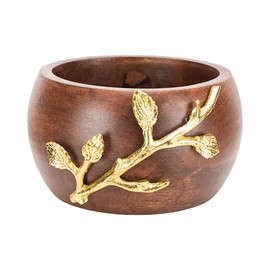 Elegance Golden Vine Wood Decorative Bowl – 5" Rustic Accent for Coffee Tables, Jewelry, or Small Snacks