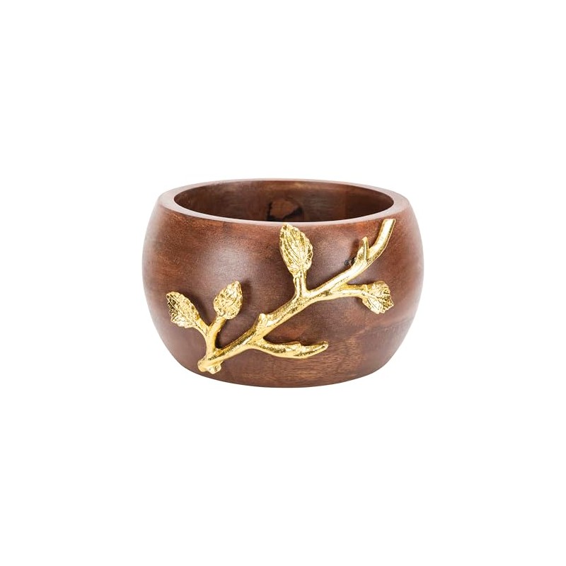 Elegance Golden Vine Wood Decorative Bowl – 5" Rustic Accent
