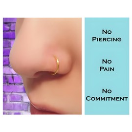 Stainless Steel Fake Nose Ring - Non-Piercing Faux Nose Hoop, Hypoallergenic Clip-On Nose Ring for Men and Women
