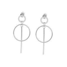 Women's Men's Earrings, Binaural, Circle, Stick, Stainless Steel, Hoop Earrings, Korean Fashion, Stainless Steel, Stylish, Stainless Steel