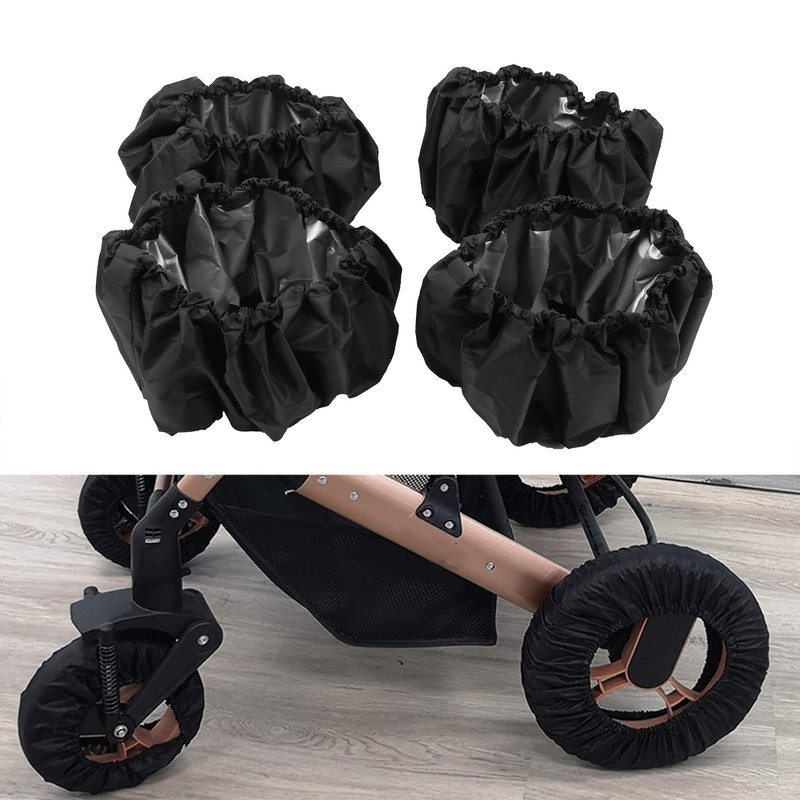 4Pcs/Set Stroller Wheel Protector Covers Black Wheelchair Tire Protector for