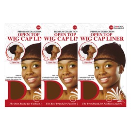 DONNA Weaving Caps Open Top Wig Cap Liner | Brown Wig Caps for Women | Breathable Hair Net for Wigs & Extensions (3 PC)