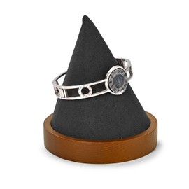 Papten Solid Wood Bracelet Holder with Superfiber Cone for Desktop Bangle Bracelet Display Stand for Jewelry Store(Grey)
