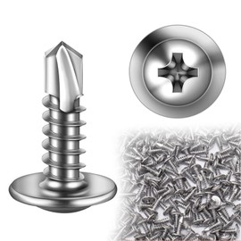 200Pcs Wafer Head Self Drilling Screw, M4.2 x 13mm Self Tapping Screws for Metal, Modified Truss Head Self-Tapping Screws, Sheet Metal Screws for Plastics, Wood, Aluminum