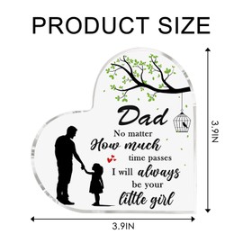 Dad Gifts from Daughter 3.9x3.9 Inch Acrylic Heart Keepsake Father's Day Christmas Birthday Gifts for Dad