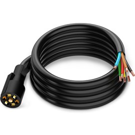 WOLFWILL 7 Pin Trailer Wire Plug, 8ft 7 Way Trailer Wiring Harness,Heavy Duty Trailer 7 Cable Cord Connector Waterproof for RV Camper Truck