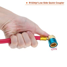 R1234YF U-Charge Hose with Gauge Set, 1234yf Recharge Kit with 1/2 LH Can Opener Tap, R1234YF Low Side Quick Coupler Car AC Charging Pipe