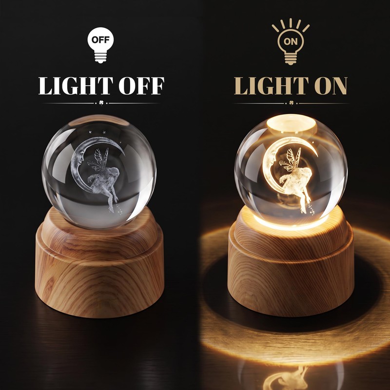 Fairy Gifts for Girls and Women,Rotating Crystal Ball Light,LED Light