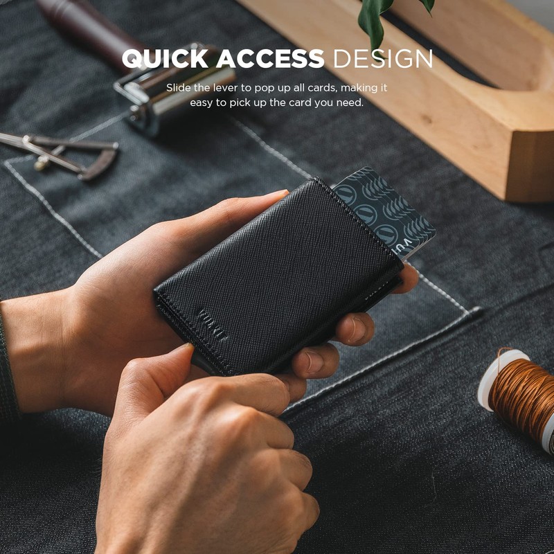 VULKIT Mens Wallet Credit Card Holder Pop up Card Case