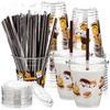 Sliner 50 Pack S'mores Party Supplies Plastic Cups with Lids