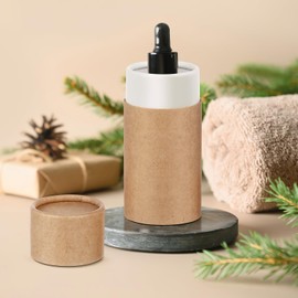Beavorty Empty Kraft Paper Boxes for Essential Oils, 10 Pieces Packaging Box with Lid, Round Paper Cartons (100ml)