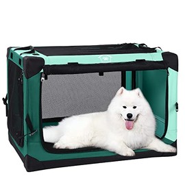 Ownpets 4 Door Dog Soft Crate Folding Portable Soft-Sided Crate with Strong Steel Frame and Mesh Mat for Indoor & Outdoor Travel Dog Crate