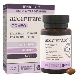 Accentrate110 - Focus Supplement - Methylated Vitamin B Complex with Omega 3 Fatty Acid Supplement - L-Methylfolate, Vitamin B12, P-5-P, Riboflavin, VIT D, – 60 Softgels (1 Month Supply)