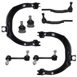 Detroit Axle - 8PC Front Upper Control Arms w/Ball Joint, Rear Sway Bar, Outer Tie Rod Suspension Kit for 2004 2005 2006 2007 Chevy Trailblazer/GMC Envoy/Isuzu Ascender