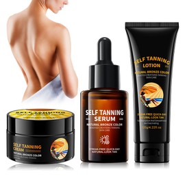 3PCS Self Tanner Set with Tanning Bed Lotion Accelerator,Bronzing Tanning Lotion and Hydrating Sun Tan Drops,Moisturizing Indoor Suntan Cream with Bronzer,Self Tanner Cream for Women Men
