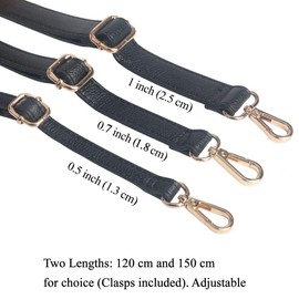 Beaulegan Crossbody Bag Strap Full Grain - Microfiber Leather - Replacement for Handbag/Purse, Adjustable 150 cm Long Black (2.5 cm/Gold )