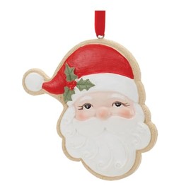 Melrose Frosted Santa Cookie Christmas Ornaments - 3.75" - White and Red - 12ct