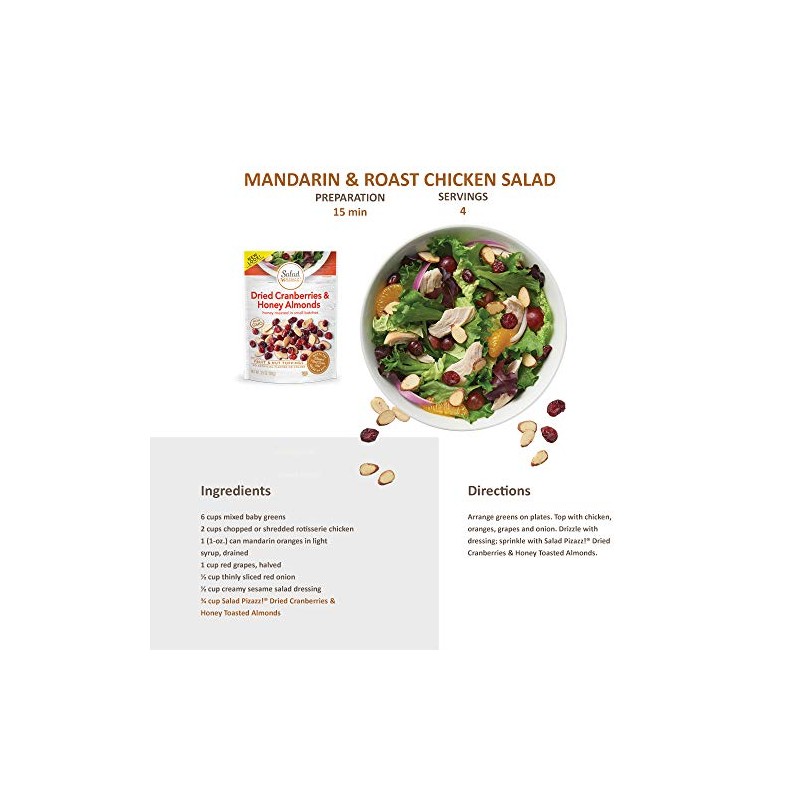 Salad Pizazz! Almond Toppings, Honey Roasted with Cranberries - Snack