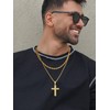 Bestyle CZ Gold Cross Necklace for Men - Sparkle White