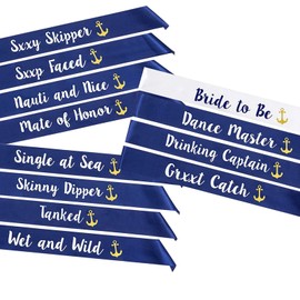 STAY GENT 12Pcs Bride to Be Sashes with 1pcs White Bridal Sash + 11pcs Navy Blue Team Bride Sashes Hen Party Sash for Bridesmaid Shower Bachelorette Party Decor