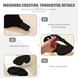 2 Stück 3D-Schlafmaske für Seitenschläfer, Schlafbrille, Sleeping Mask, Sleep Mask, Verstellbares Gummiband, Schattierung und Atmungsaktiv, Unisex, Geeignet für Reisen, Büro, Yoga (Schwarz)
