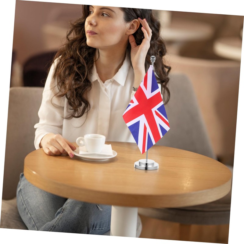 VILLFUL British Desk Flag with Base Uk Flag for Office