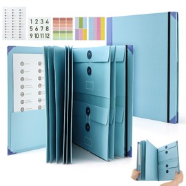 Folio Folders with Pockets, Folding Document Organizer Accordion Storage Binders for Birth Certificates, Social Security Cards, Passports, Photos, Anti Lost Binders