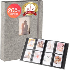 [Leather ICHI] Cheki Album Cheki Book, 208 Sheets, Large Capacity Storage, Cheki File (Gray)