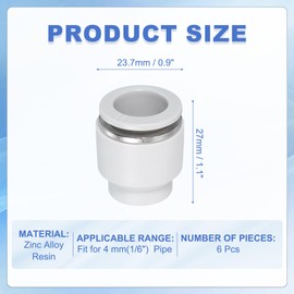 PATIKIL 6pcs Hose Quick Release Cap 14mm (5/9") Hose OD Plastic Hose Pneumatic Cap Quick Release Push Fit Plug Fitting Accessories for Pneumatics White