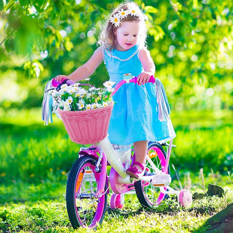 Children Bike Front Basket Bicycle Hanging Basket Bicycle PP Rattan
