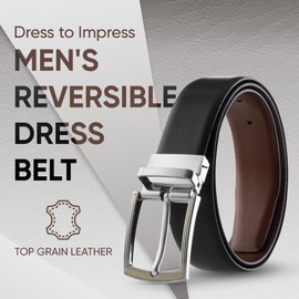 Prospero Comfort - Reversible Belts for Men, Italian Top-Grain Leather Belt for Men, 2-Toned Men’s Belts, Men’s Belt for Casual Wear, 35mm Dress Belt, Tan and Black Belt Men’s Size 32