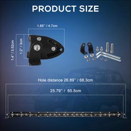 CO LIGHT Led Light Bar Single 26 inch Slim Single Row Lightbar Driving Combo Beam Off Road Work Lights with Mounting Brackets & 6D Reflectors for Truck, Car, Cabin, Boat, ATV, UTV